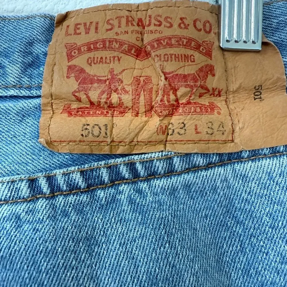 Levi’s‎ 501 Original Fit Button Fly Jeans Blue Denim Straight Leg W33 L34 Mens